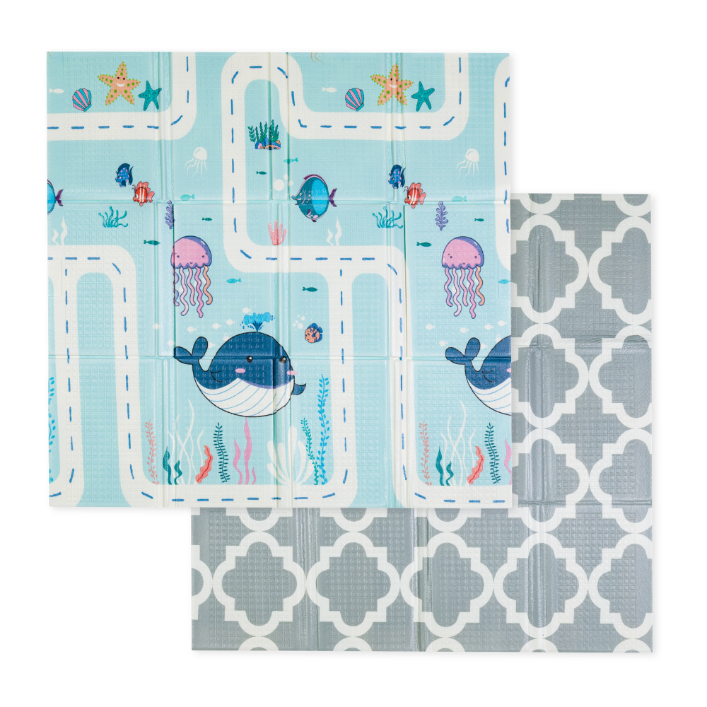 Petite&Mars covor de joaca pliabil 120x120 cm Campy S 0m+ Ocean&Arabesca