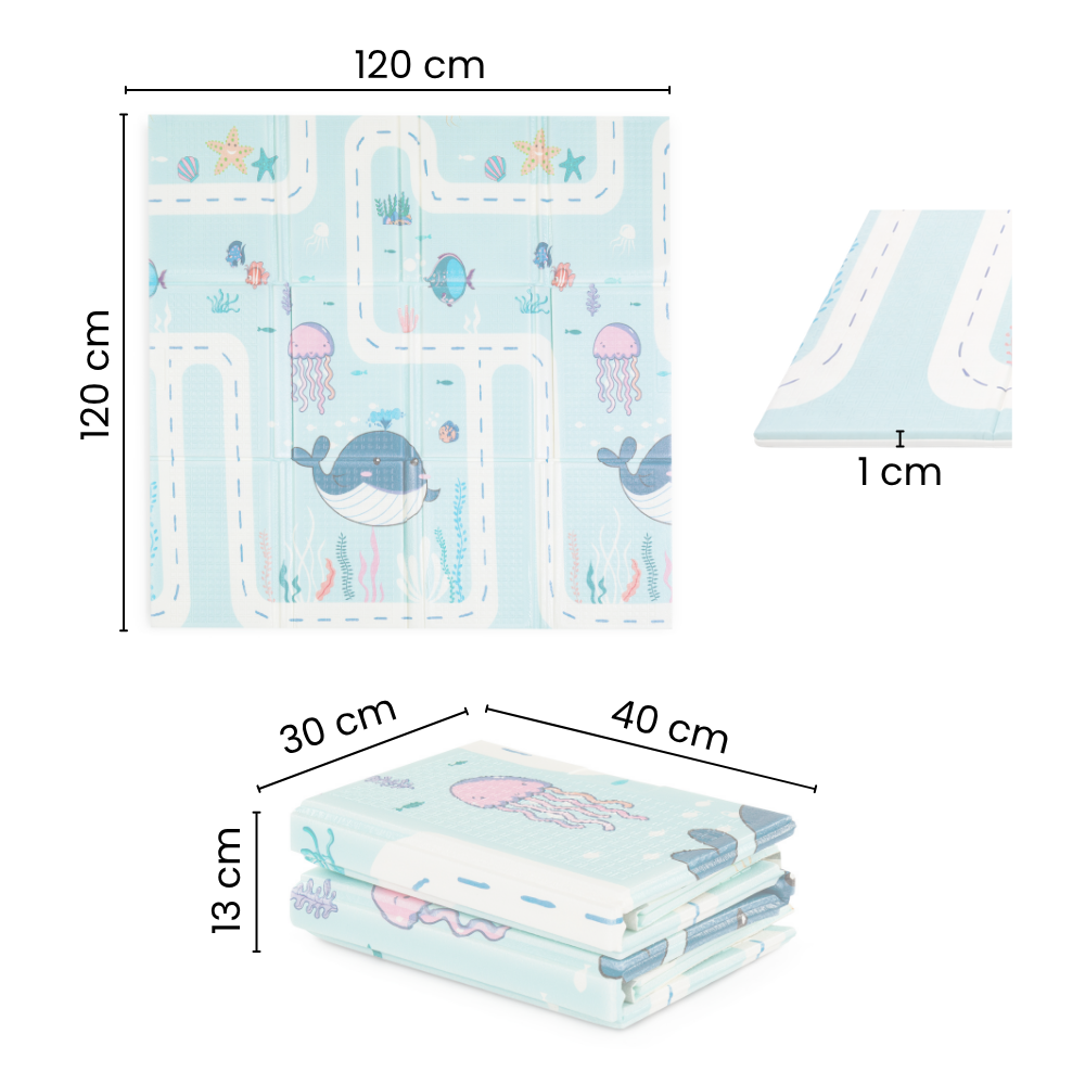 Petite&Mars covor de joaca pliabil 120x120 cm Campy S 0m+ Ocean&Arabesca