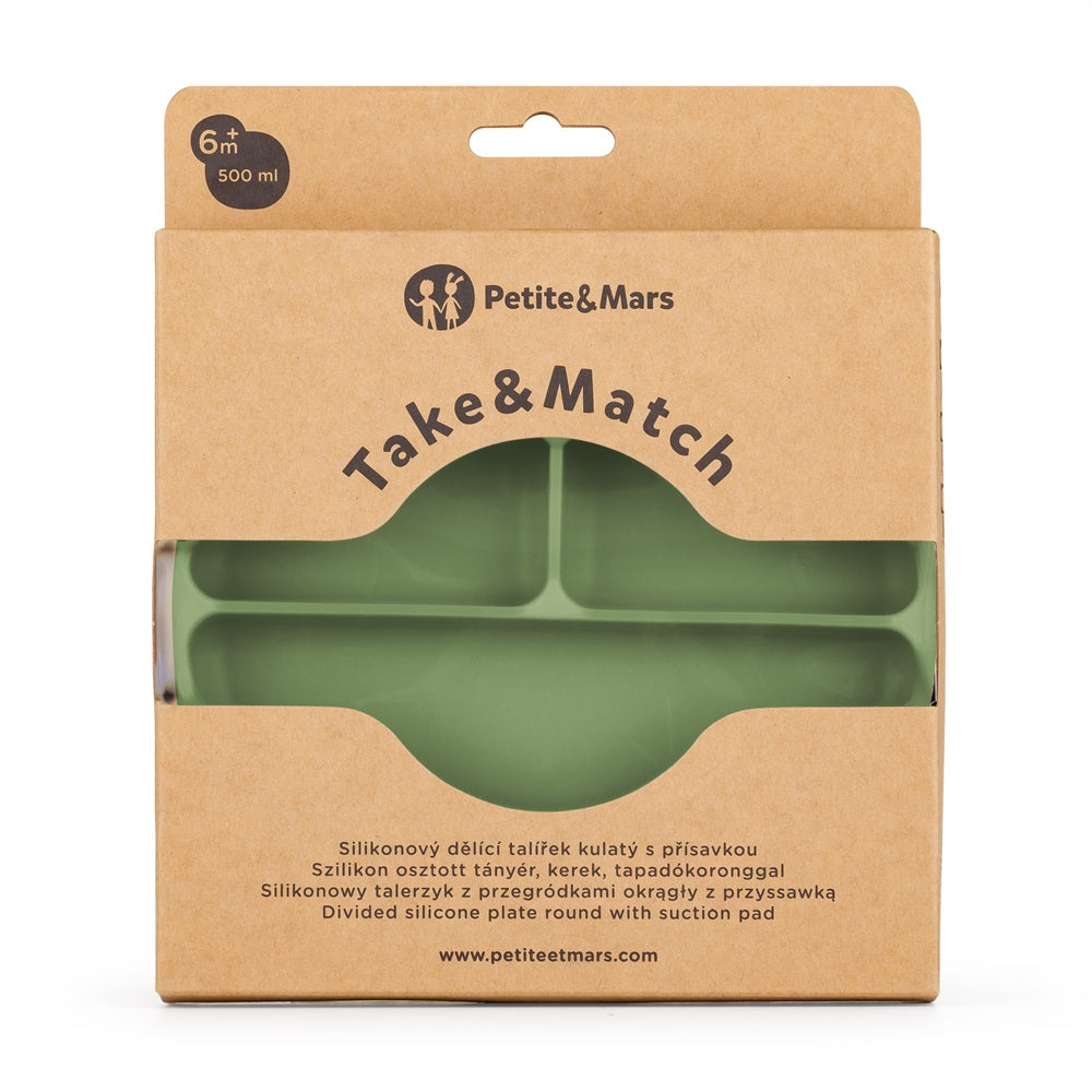 Petite&Mars farfurie rotunda compartimentata Take&Match 6m+ Sweet Pea