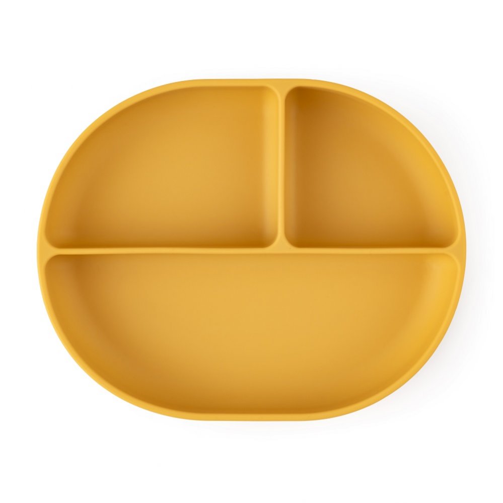 Petite&Mars farfurie ovala compartimentata din silicon cu ventuza Take&Match 6m+ Intense Ochre