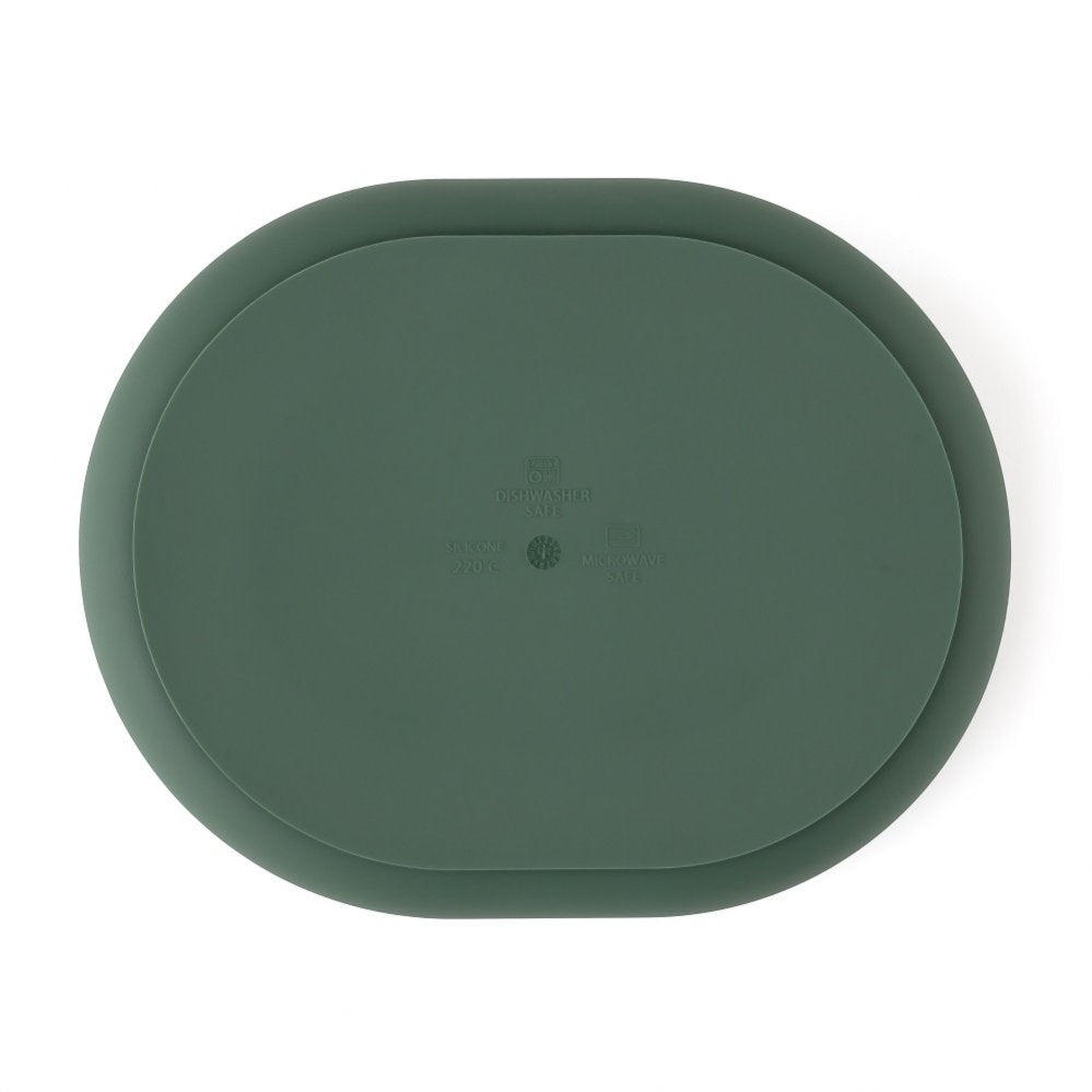 Petite&Mars farfurie ovala compartimentata din silicon cu ventuza Take&Match 6m+ Misty Green