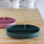 Petite&Mars farfurie ovala compartimentata din silicon cu ventuza Take&Match 6m+ Misty Green
