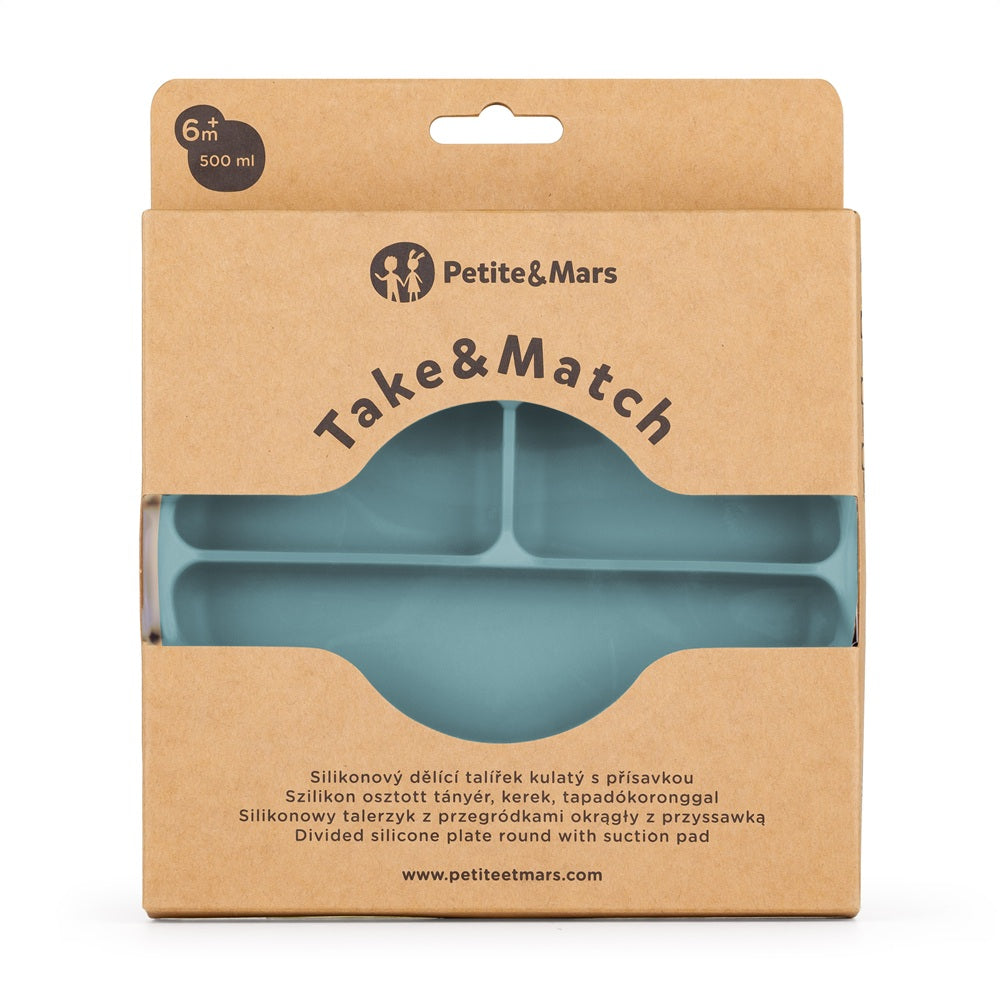 Petite&Mars farfurie rotunda compartimentata Take&Match 6m+ Frosted Sky