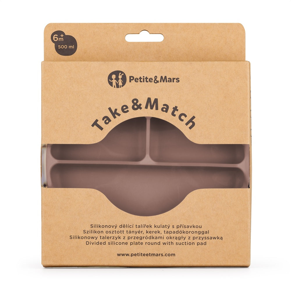 Petite&Mars farfurie rotunda compartimentata Take&Match 6m+ Velvet Latte