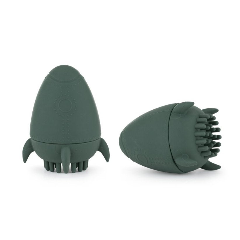 Petite&Mars jucarie de baie si perie silicon Splashy Rocket 6m+ Misty Green