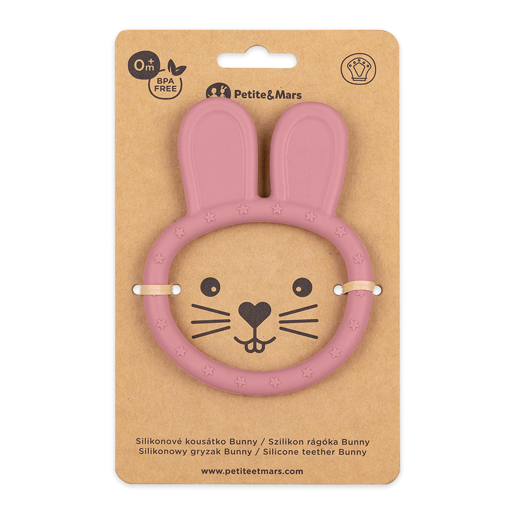 Petite&Mars jucarie dentitie silicon Bunny 0m+ Dusty Rose