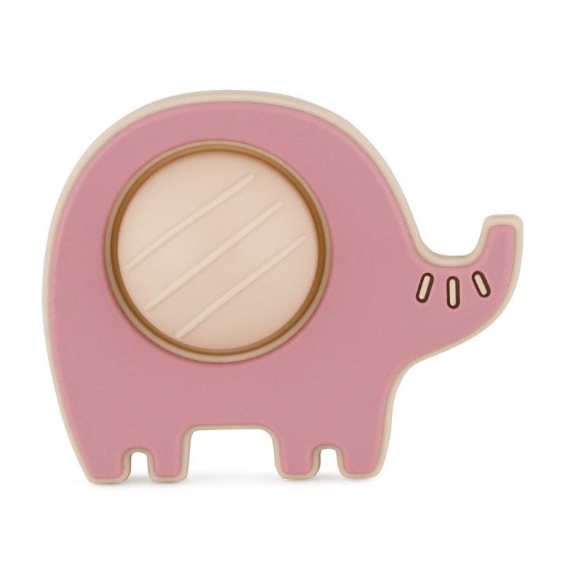 Petite&Mars jucarie dentitie silicon pop up Elefant Edwin 6m+ Dusty Rose Imagine principală a produsului