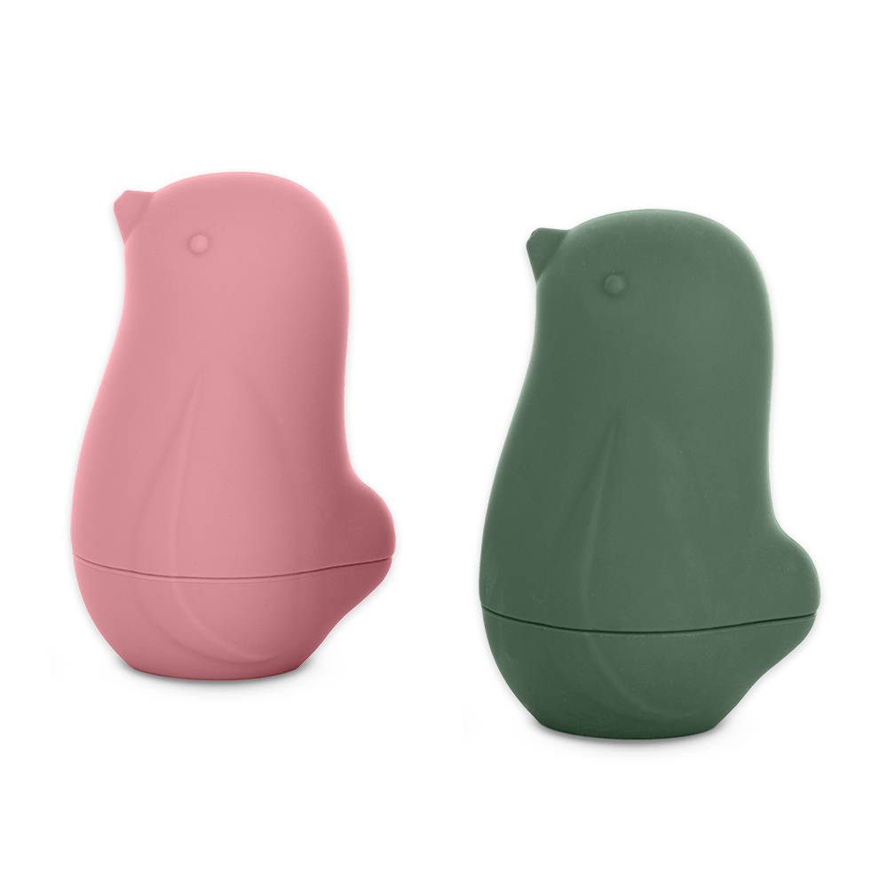 Petite&Mars jucarie silicon de baie Love birds 6m+ Rose Green