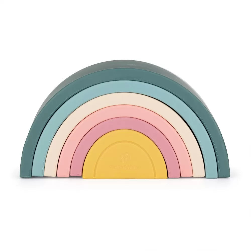 Petite&Mars jucarie silicon de stivuit Rainbow 12m+ Misty Green 