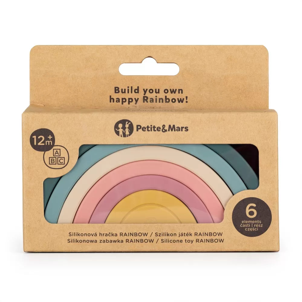 Petite&Mars jucarie silicon de stivuit Rainbow 12m+ Misty Green 