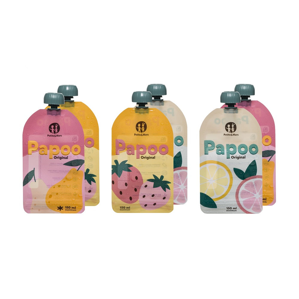 Petite&Mars Papoo Original set punga mancare copii 6 buc 6m+