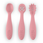 Petite&Mars set linguri de antrenament din silicon 3 buc Take&Match 6m+Dusty Rose