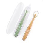 Petite&Mars set 2 lingurite cu suport Take&Match 6m+ Pea-Ochre