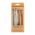 Petite&Mars set 2 lingurite cu suport Take&Match 6m+ Pea-Ochre
