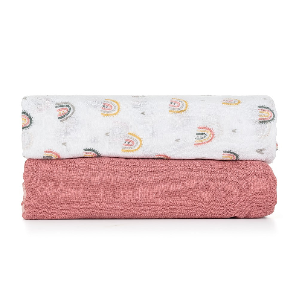 Petite&Mars set scutece bambus 102x102 cm 2 buc Misty Rose Rainbow