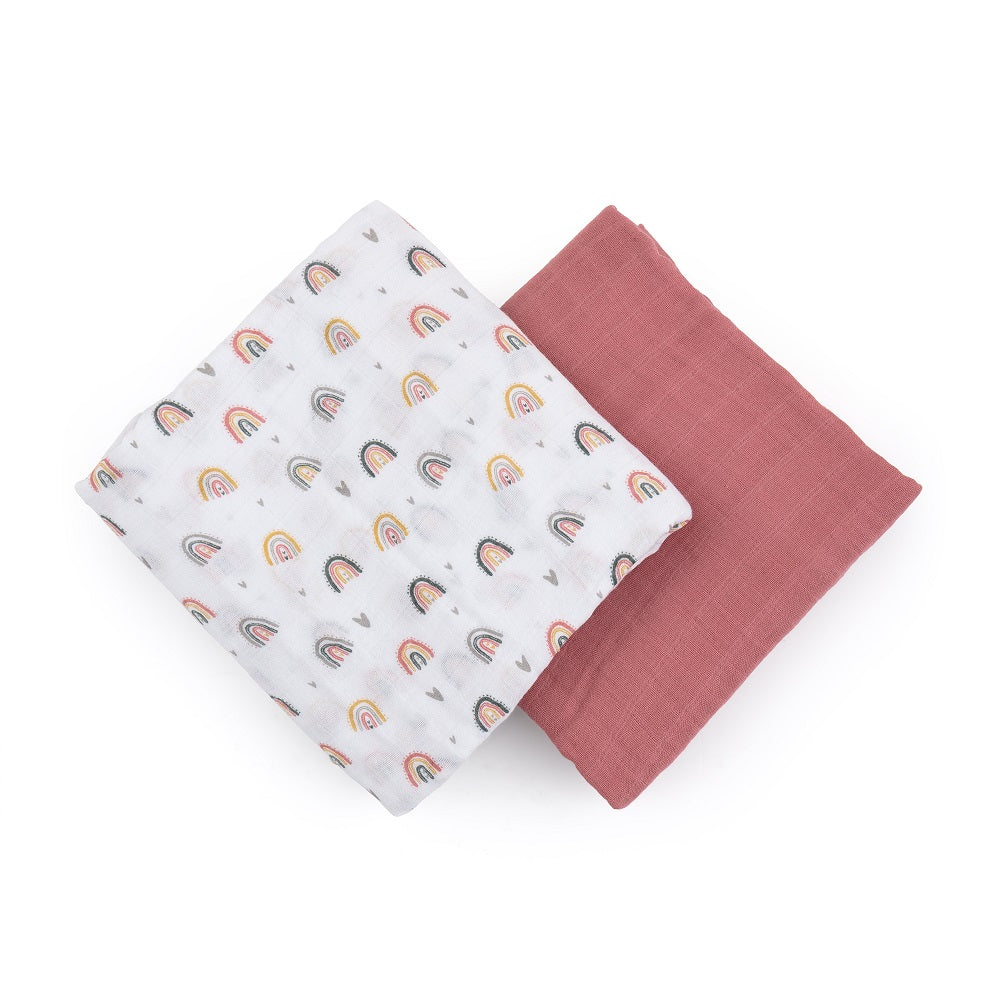 Petite&Mars set scutece bambus 102x102 cm 2 buc Misty Rose Rainbow