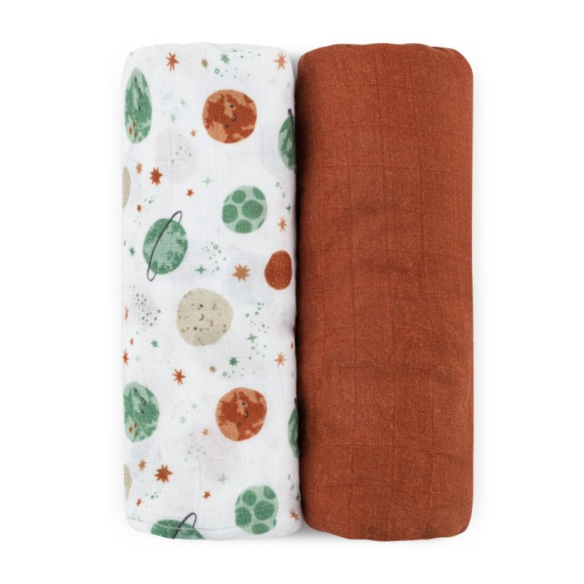 Petite&Mars set scutece bambus muselina Misty 120x120 cm 2 buc Celestial Planets