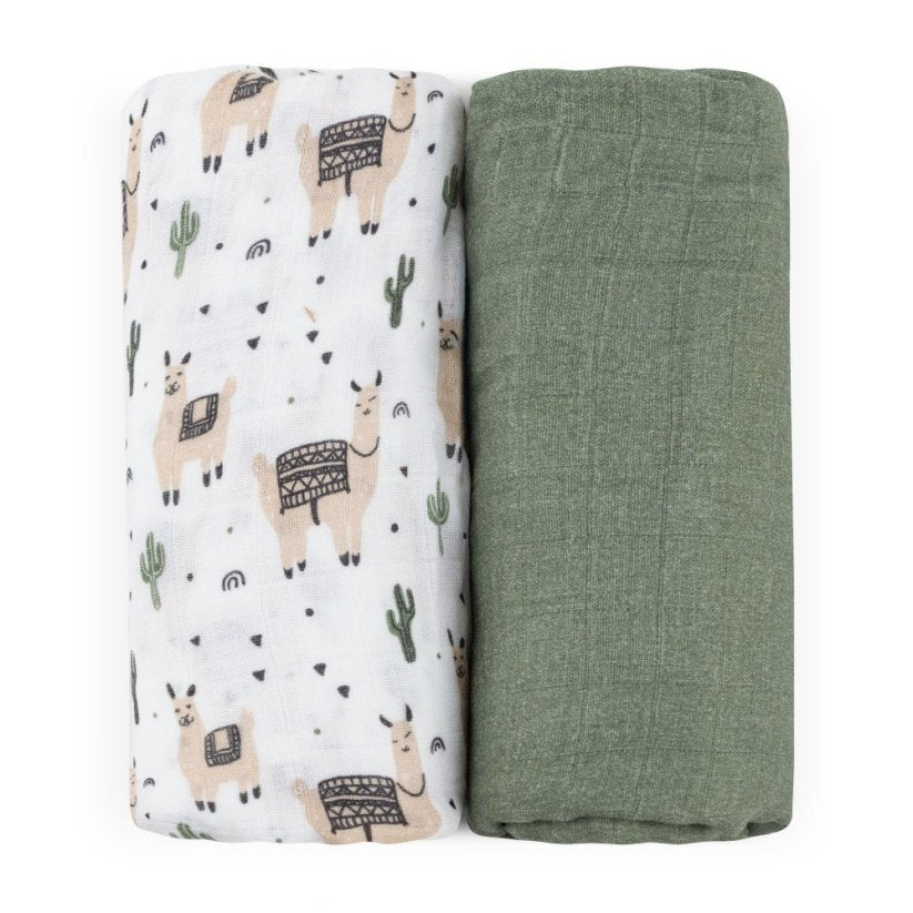 Petite&Mars set scutece bambus muselina Misty 120x120 cm 2 buc Llama Vibes
