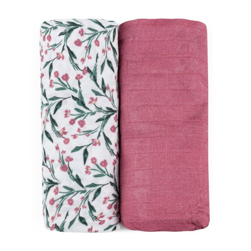 Petite&Mars set scutece bambus muselina Misty 120x120 cm 2 buc Pink Meadow