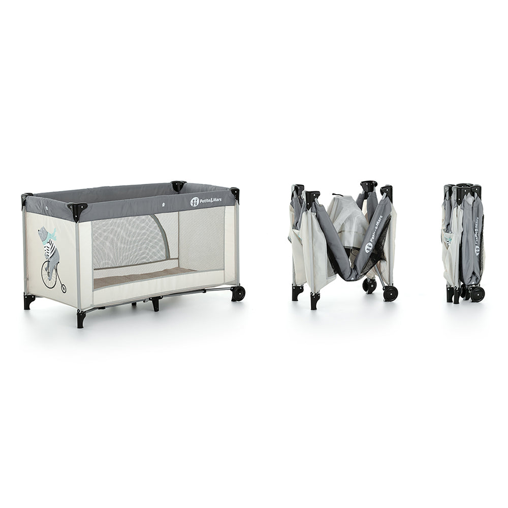 Petite&Mars tarc patut de voiaj Nyja 0m+ Teddy Biker Grey