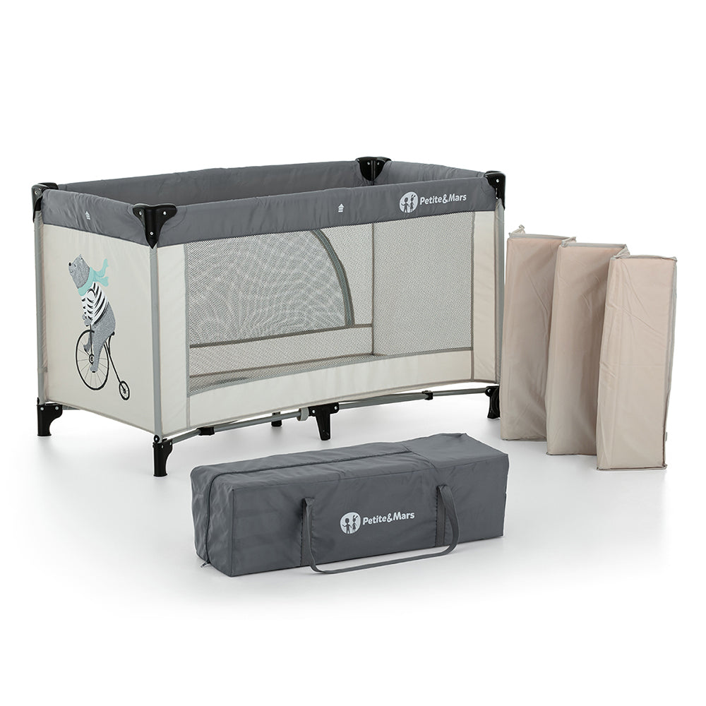 Petite&Mars tarc patut de voiaj Nyja 0m+ Teddy Biker Grey Imagine principală a produsului