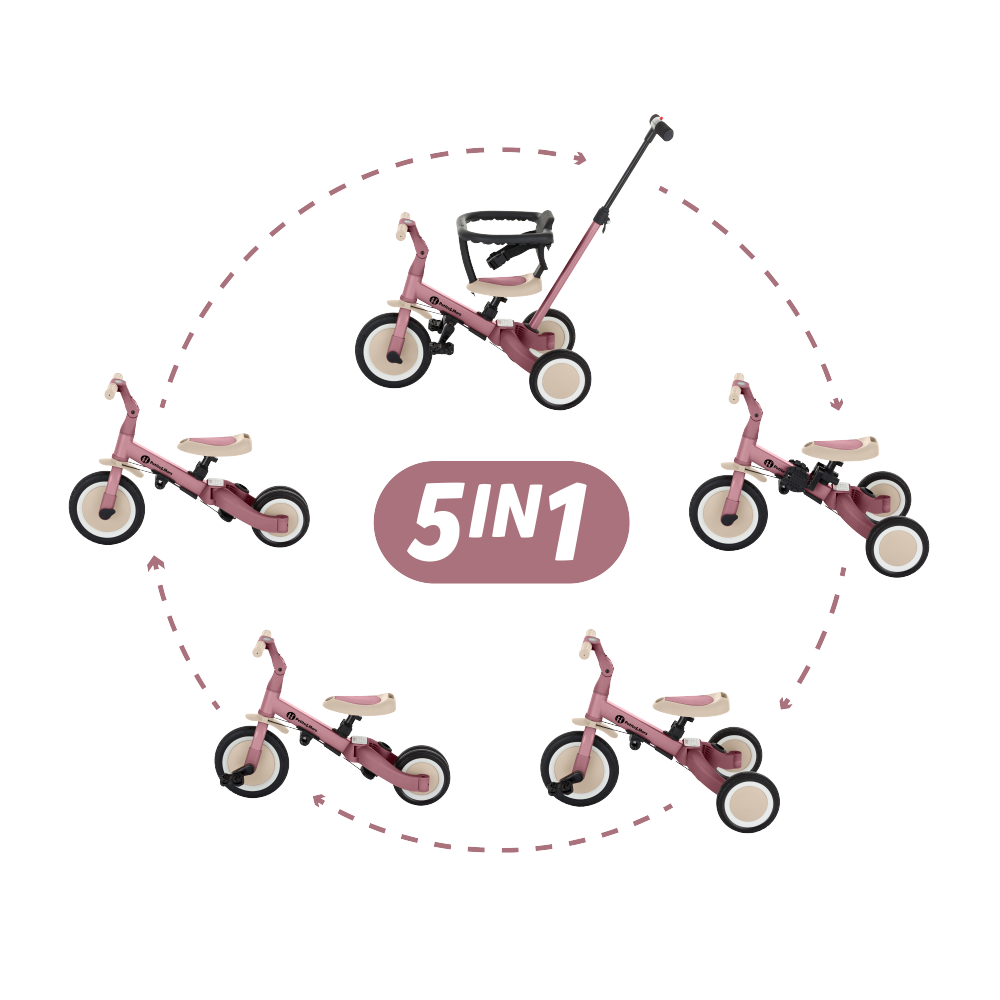 Petite&Mars tricicleta multifunctionala 5in1 Turbo 18m+ Dusty Rose