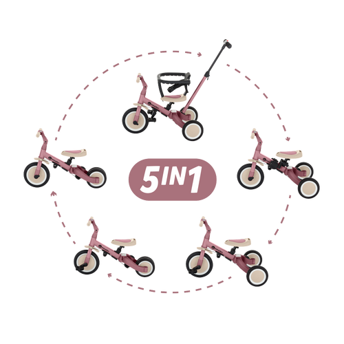 Petite&Mars tricicleta multifunctionala 5in1 Turbo 18m+ Dusty Rose