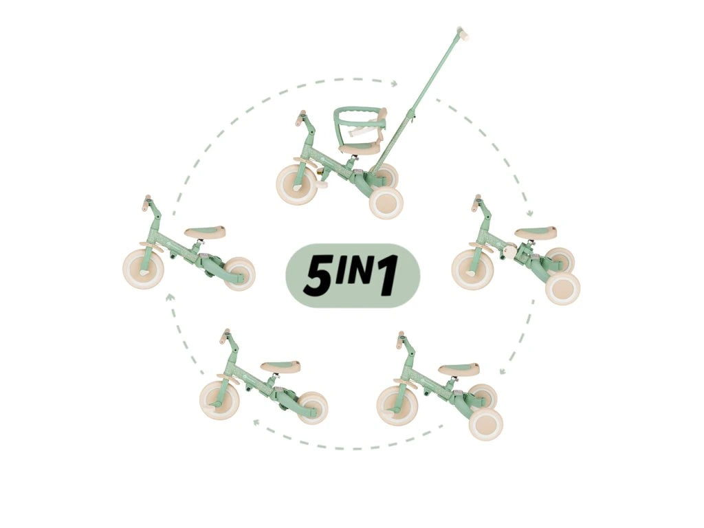 Petite&Mars tricicleta multifunctionala 5in1 Turbo 18m+ Green Twist
