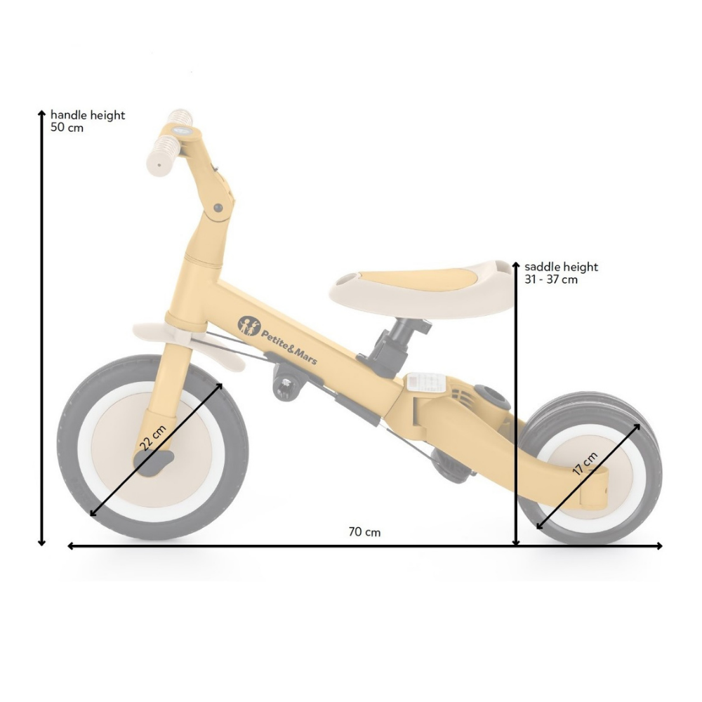 Petite&Mars tricicleta multifunctionala 5in1 TURBO PLUS 18m+ Desert Sand