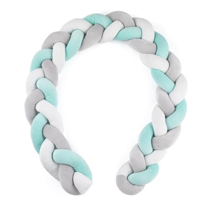 Petite&Mars aparator pat impletit velur Mellow 180 cm, Teal 01