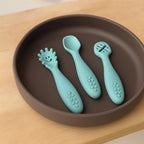 Petite&Mars set linguri de antrenament din silicon 3 buc Take&Match 6m+ Frosted Sky