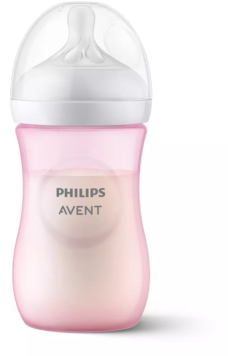 Philips Avent biberon 260 ml cu 3 picaturi Natural Response 1m+ Roz Imagine principală a produsului