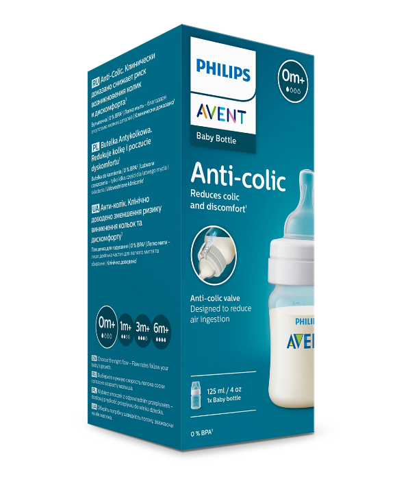 Philips Avent biberon anti-colic 125 ml cu tetina silicon debit lent 0m+