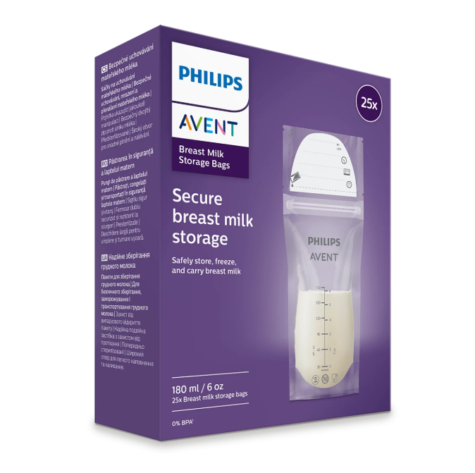 Philips Avent pungi de pastrare a laptelui matern 180 ml 25 buc Imagine principală a produsului