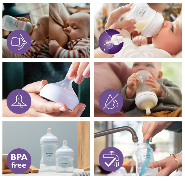 Philips Avent set biberon 260 ml cu 3 picaturi Natural Response 1m+ 2 buc