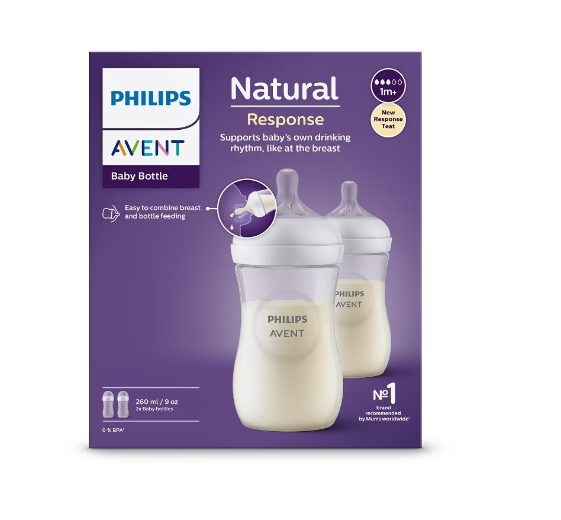 Philips Avent set biberon 260 ml cu 3 picaturi Natural Response 1m+ 2 buc