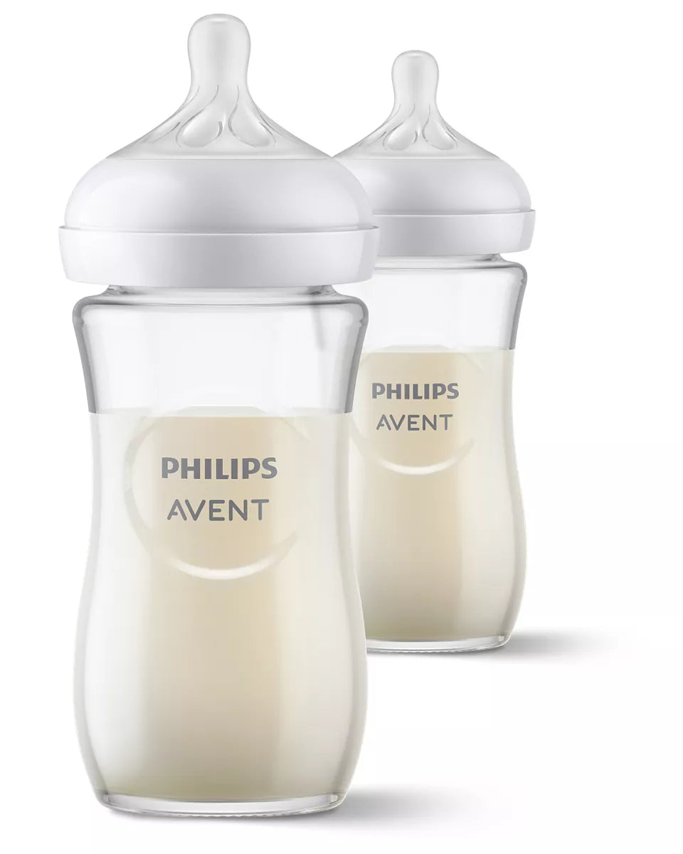 Philips Avent set biberon sticla 240 ml cu 3 picaturi Natural Response 1m+ 2 buc