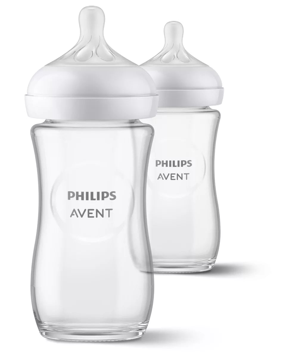 Philips Avent set biberon sticla 240 ml cu 3 picaturi Natural Response 1m+ 2 buc