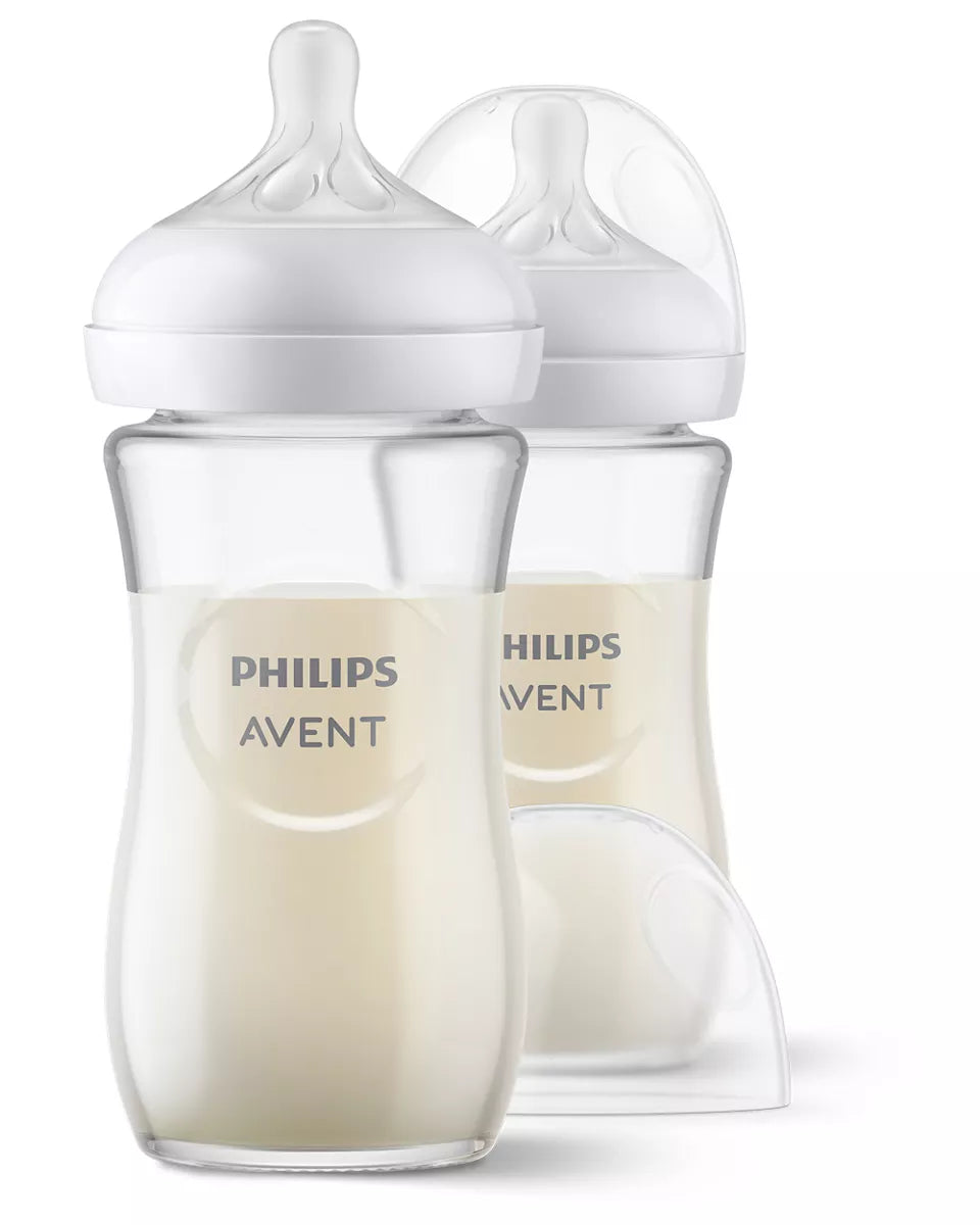 Philips Avent set biberon sticla 240 ml cu 3 picaturi Natural Response 1m+ 2 buc Imagine principală a produsului