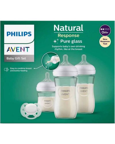 Philips Avent set incepator 3 biberoane Natural Response cu suzete Ultra Soft 0m+ 