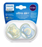Philips Avent suzeta silicon Ultra Air 0-6 luni 2 buc Boy curcubeu