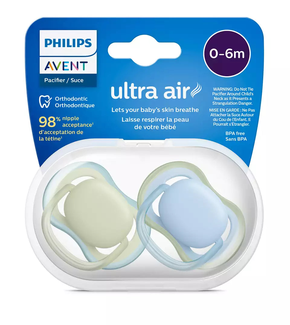 Philips Avent suzeta silicon Ultra Air 0-6 luni 2 buc Boy neutral
