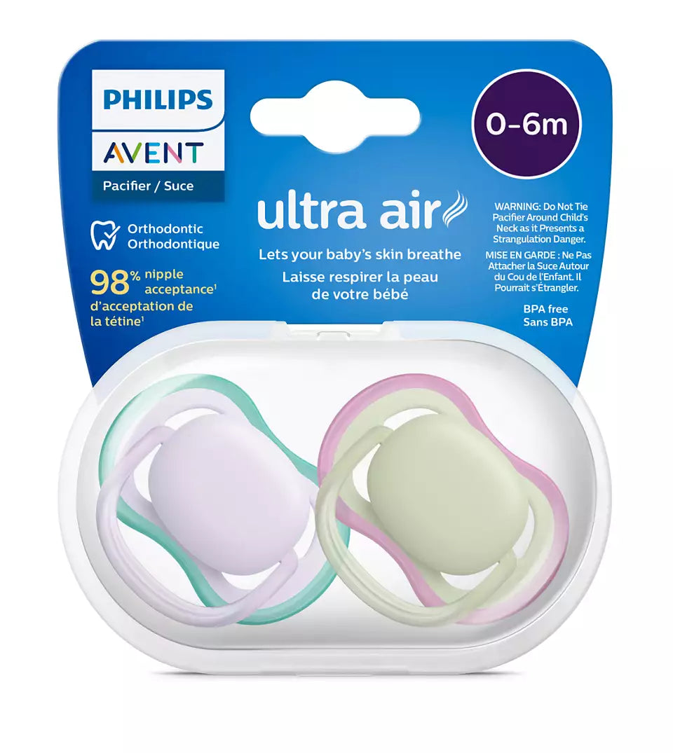 Philips Avent suzeta silicon Ultra Air 0-6 luni 2 buc Girl cu mov
