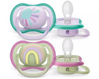Philips Avent suzeta silicon Ultra Air 0-6 luni 2 buc Girl curcubeu
