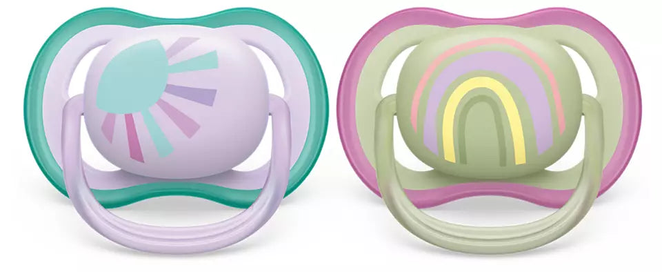 Philips Avent suzeta silicon Ultra Air 0-6 luni 2 buc Girl curcubeu