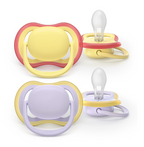Philips Avent suzeta silicon Ultra Air 0-6  luni 2 buc Girl Yellow-Purple