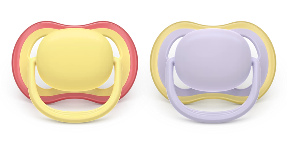 Philips Avent suzeta silicon Ultra Air 0-6  luni 2 buc Girl Yellow-Purple