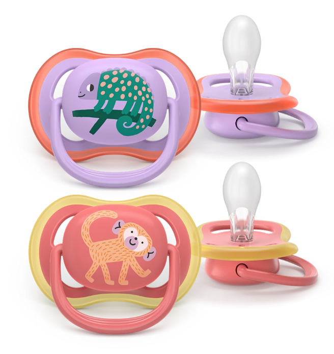 Philips Avent suzeta silicon Ultra Air 18m+ 2 buc Girl Cameleon-Maimuta Imagine principală a produsului