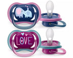 Philips Avent suzeta silicon Ultra Air 18m+ 2 buc Girl cu elefant