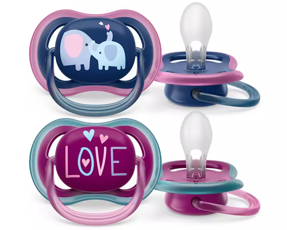 Philips Avent suzeta silicon Ultra Air 18m+ 2 buc Girl cu elefant
